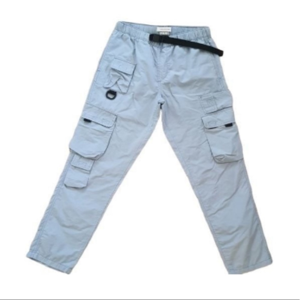 Light Blue Cargo Pants with a Black Belt